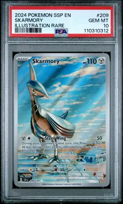 2024 POKEMON SSP EN-SURGING SPARKS ILLUSTRATION RARE #209 SKARMORY PSA 10 - Image 1