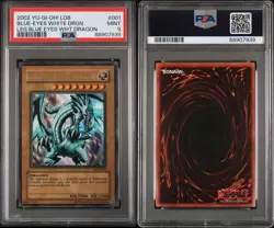 2002 Yu-Gi-Oh! LOB-001 Blue-Eyes White Dragon 1.5 Print Light Fade PSA 9 Mint - Image 3