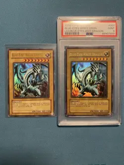 2002 Yu-Gi-Oh! LOB-001 Blue-Eyes White Dragon 1.5 Print Light Fade PSA 9 Mint - Image 4