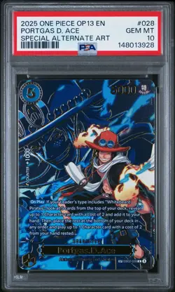 2025 ONE PIECE OP13 #028 CARRYING ON HIS WILL PORTGAS D ACE SP PSA 10 GEM MT - Image 1