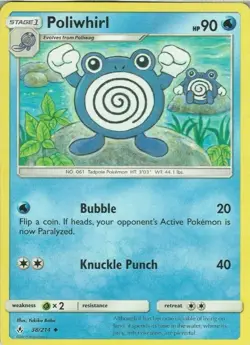 POKEMON CARD POLIWHIRL 38/214 NO 061 TADPOLE POKEMON TCG CCG - Image 1