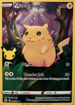 Pokemon TCG Celebrations Pikachu Holo Rare Card 005/025 25th Anniversary Edition - Image 1