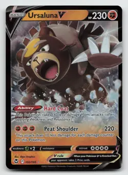 Ursaluna V - 102/195 - Pokemon Silver Tempest Sword & Shield Ultra Rare Card NM - Image 1