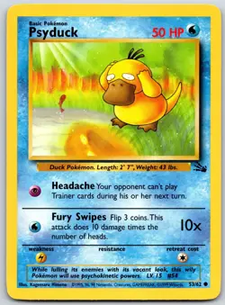 POKEMON FOSSIL PSYDUCK 53/62 COMMON UNLIMITED NM - Image 1