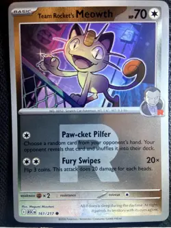 Team Rocket's Meowth 161/217 Holo ME: Ascended Heroes Pokemon Reverse Holo - Image 1