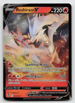Reshiram V - 024/195 - Pokemon Silver Tempest Sword & Shield Ultra Rare Card NM - Image 1