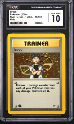 2000 Pokemon Brock Trainer 1st Edition Gym Heroes #15 Holo Rare CGC 10 GEM MINT - Image 1