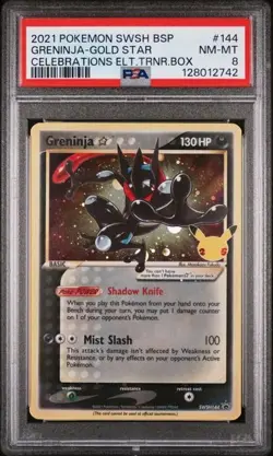 PSA 8 Grading Card Pokemon PTCG - Greninja Gold Star Celebration SWSH Promo #144 - Image 1