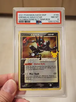 PSA 8 Grading Card Pokemon PTCG - Greninja Gold Star Celebration SWSH Promo #144 - Image 3