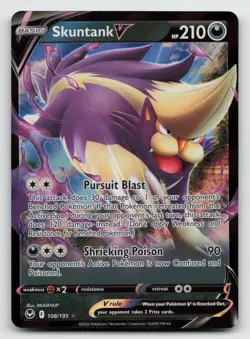 Skuntank V - 108/195 - Pokemon Silver Tempest Sword & Shield Ultra Rare Card NM - Image 1