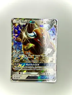 Pokemon Card Tauros GX 100/149 Sun & Moon Base Holo Ultra Rare NM - Image 1