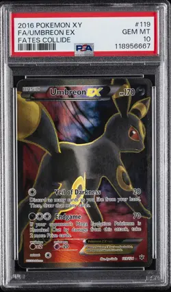 2016 POKEMON XY FATES COLLIDE #119 FULL ART/UMBREON EX PSA 10 - Image 1