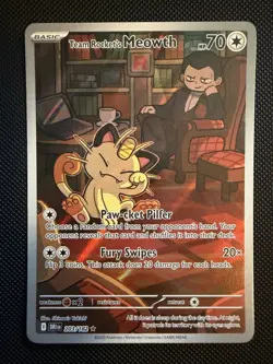 Pokemon TCG Team Rockets Meowth Card 203/182 Destined Rivals - Image 1