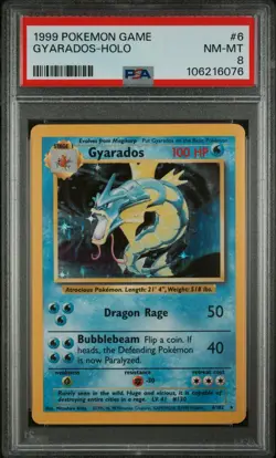 1999 POKEMON #6 GYARADOS BASE SET UNLIMITED HOLO NM-MT PSA 8 - Image 2