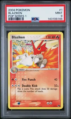 2004 Pokemon Blaziken #1 Non-Holo Rare POP Series 1 PSA 9 MINT 143108146 - Image 1
