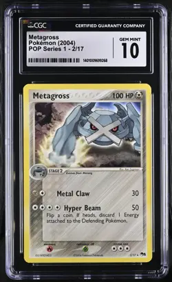 CGC 10 Metagross 2/17 POP Series 1 Non Holo Pokemon 2004 GEM MINT - Image 1