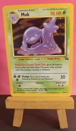 Pokemon TCG Muk 13/62 Fossil Unlimited Holo Rare Lightly Played - Image 3