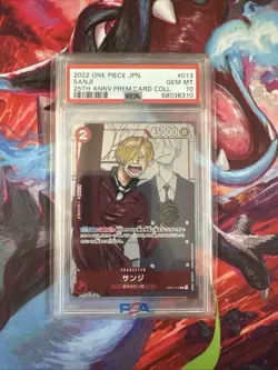 2022 One Piece SANJI Japanese OP01-013 25th Anniversary Prem. Card Coll. PSA 10 - Image 1