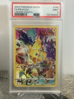 Pokemon Pikachu Secret Rare Full Art 160/159 Crown Zenith Holo PSA 9 - Image 1