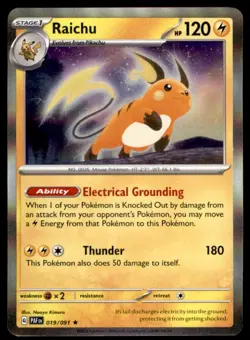 Raichu 019/091 Rare Paldean Fates Pokemon Holo Near Mint - Image 1