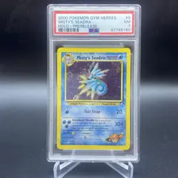 Pokemon Gym Heroes Prerelease #9 Mistys Seadra Holo PSA 7 Swirl - Image 1