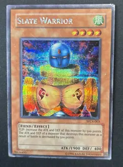 Yugioh Slate Warrior WC4-003 Prismatic Secret Rare Heavily Played See Descriptn - Image 1