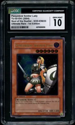 2004 Yu-Gi-Oh Penumbral Soldier Lady SOD-EN033 1st Ultimate Rare CGC 10 GEM MINT - Image 1