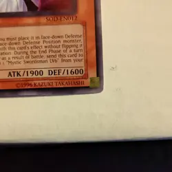 Konami Yu-Gi-Oh! Mystic Swordsman LV4 Soul of the Duelist 1st Edition SOD-EN012 - Image 3