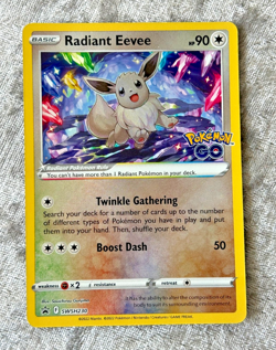 Pokemon Go Black Star Promo TCG Holo Card SWSH230 Radiant Eevee Pokemon - Image 1