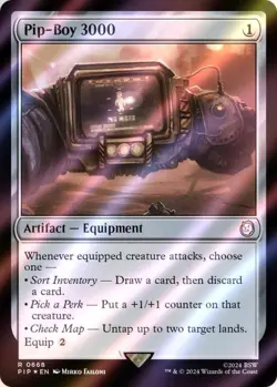 1x BORDERLESS SURGE FOIL PIP-BOY 3000 - Fallout - MTG - Magic the Gathering - Image 1