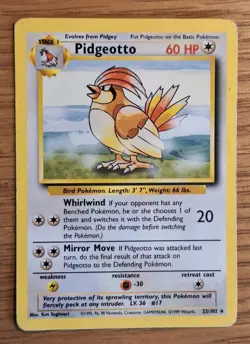 Pokemon TCG Pidgeotto Base Set 22/102 Regular Unlimited Rare LP - Image 1