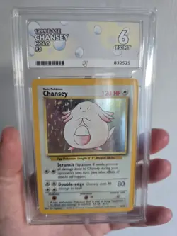 Pokemon TCG 1999 Base Chansey Holo 3 Ace Grade 6 - Image 1