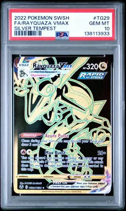 2022 Pokemon Sword & Shield Silver Tempest #TG29 Fa/Rayquaza Vmax PSA10 - Image 1
