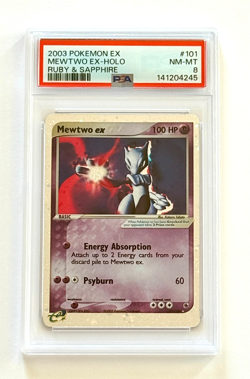 2003 Pokemon EX Ruby & Sapphire #101 Mewtwo EX Holo With Swirl PSA 8 Fresh Grade - Image 1