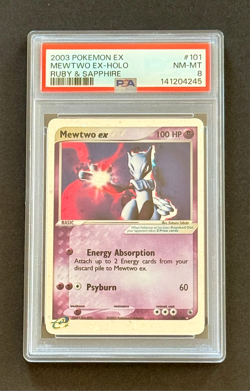 2003 Pokemon EX Ruby & Sapphire #101 Mewtwo EX Holo With Swirl PSA 8 Fresh Grade - Image 2