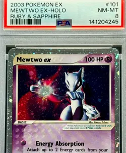 2003 Pokemon EX Ruby & Sapphire #101 Mewtwo EX Holo With Swirl PSA 8 Fresh Grade - Image 4
