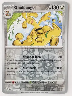 REVERSE HOLO Gholdengo 131/191 NM - Surging Sparks Pokemon Card - Dsuke Art - Image 1