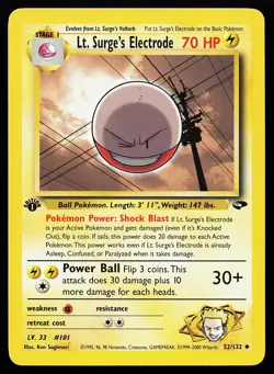 Lt. Surge's Electrode 52/132 Uncommon 1st Edition Gym Challenge Pokemon Card - Image 1