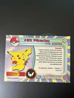 Pikachu #25 - Pokemon 1999 Topps TV Series 1 -Pokemon Topps TCG Set - Pikachu - Image 2