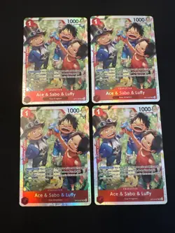 4 One Piece Ace & Sabo & Luffy OP13-007 Carrying On His Will Foil - Image 1