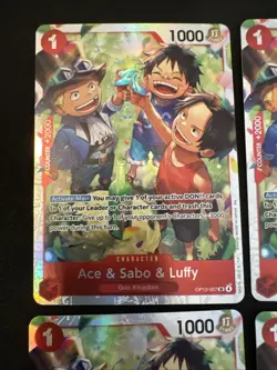 4 One Piece Ace & Sabo & Luffy OP13-007 Carrying On His Will Foil - Image 2