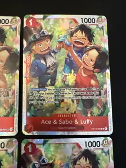 4 One Piece Ace & Sabo & Luffy OP13-007 Carrying On His Will Foil - Image 3