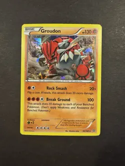 POKEMON GROUDON 84/160 RARE CRACKED ICE HOLOFOIL PRIMAL CLASH HP CARD - Image 1