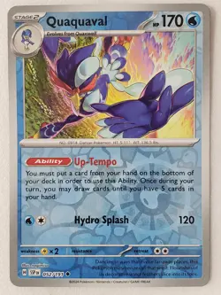 REVERSE HOLO Quaquaval 052/191 NM - Surging Sparks Pokemon Card - nagimiso Art - Image 1