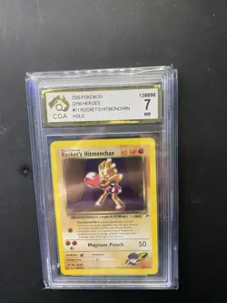 Rocket's Hitmonchan Gym Heroes Set Holo WOTC 11/132 Pokemon Card CGA 7 - Image 1