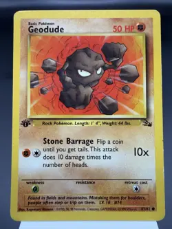 Geodude 47/62 - 1st Edition - Fossil Pokemon Card LIGHT PLAY - Image 1