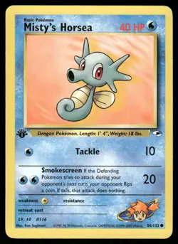 Pokemon Cards Misty's Horsea 86/132 1ST EDITION Gym Heroes WOTC Common NM - Image 1