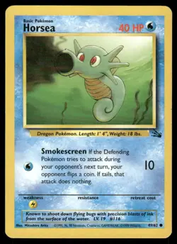 Pokemon Cards Horsea 49/62 Unlimited Fossil WOTC Common NM - Image 1