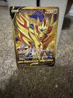 Pokemon TCG Zamazenta v Sword & Shield Gold Secret Rare Card 212/202 - Image 1