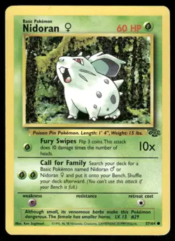 Pokemon Cards Nidoran F 57/64 Jungle WOTC Common NM *3 - Image 1